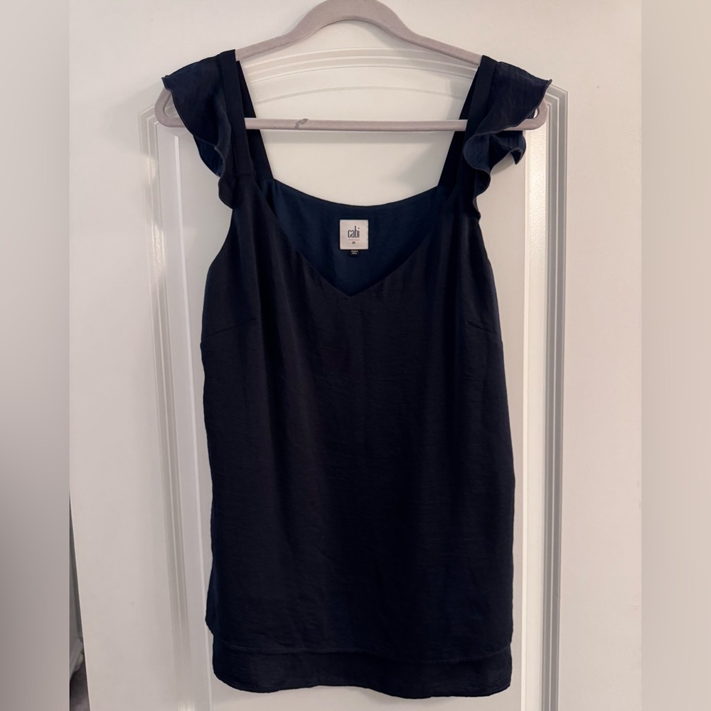CAbi Dark Blue Ruffle Sleeve Camisole